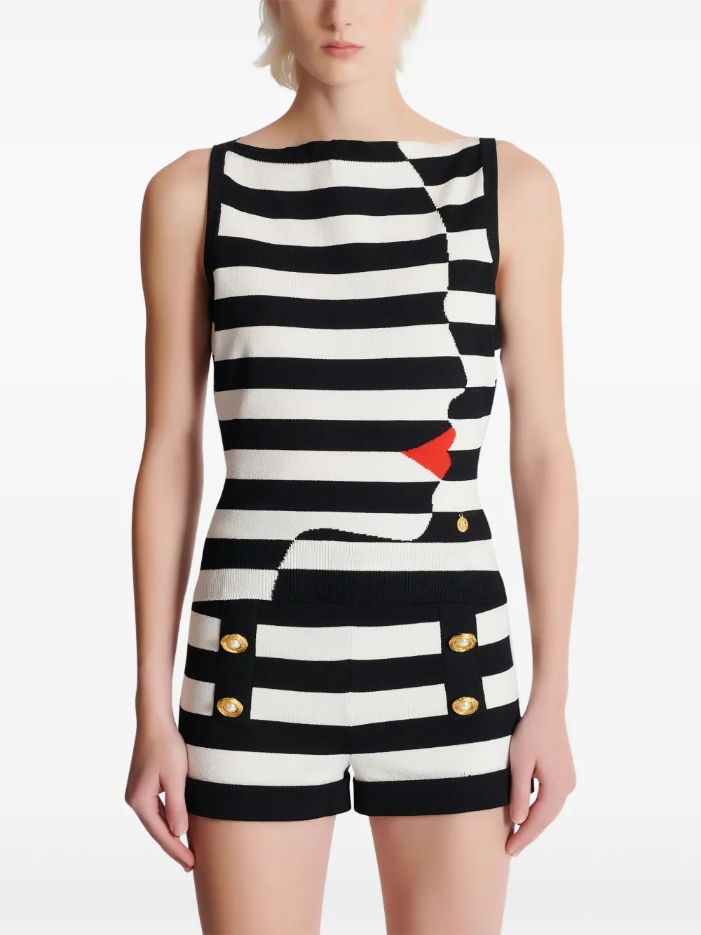 Balmain Mariniere gebreide top Zwart