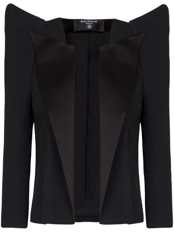 【関税込み】balmain Blazer Spencer BALMAIN Spencer button-embellished frayed cotton-blend tweed