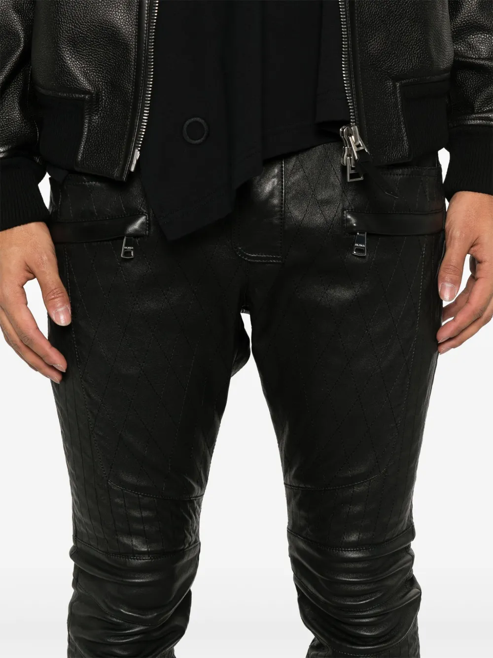 Balmain Leren broek Zwart