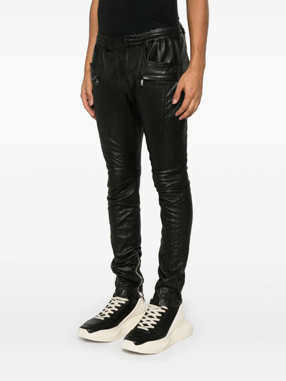 Balmain Leren broek Zwart