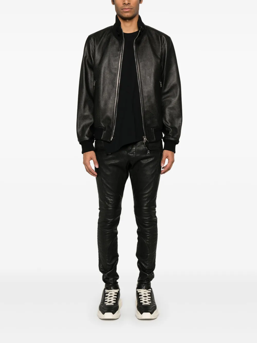 Balmain Leren broek - Zwart