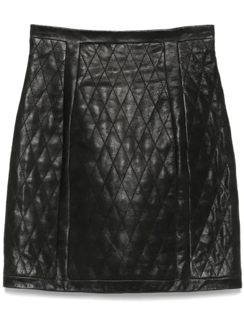 Balmain quilted leather mini skirt