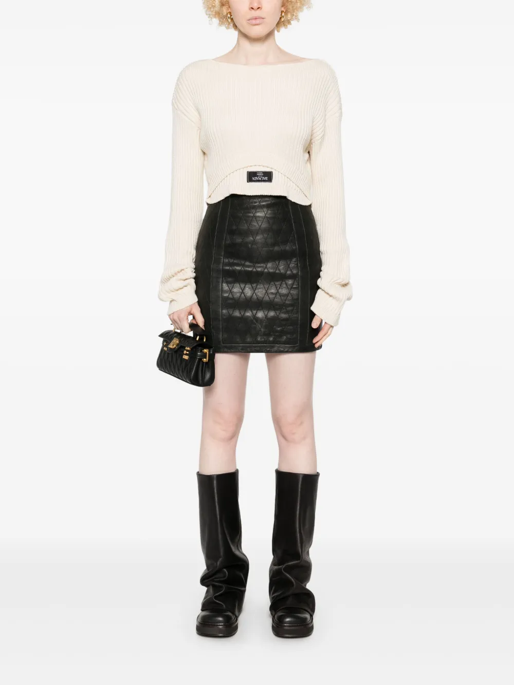 Balmain Leren mini-rok - Zwart