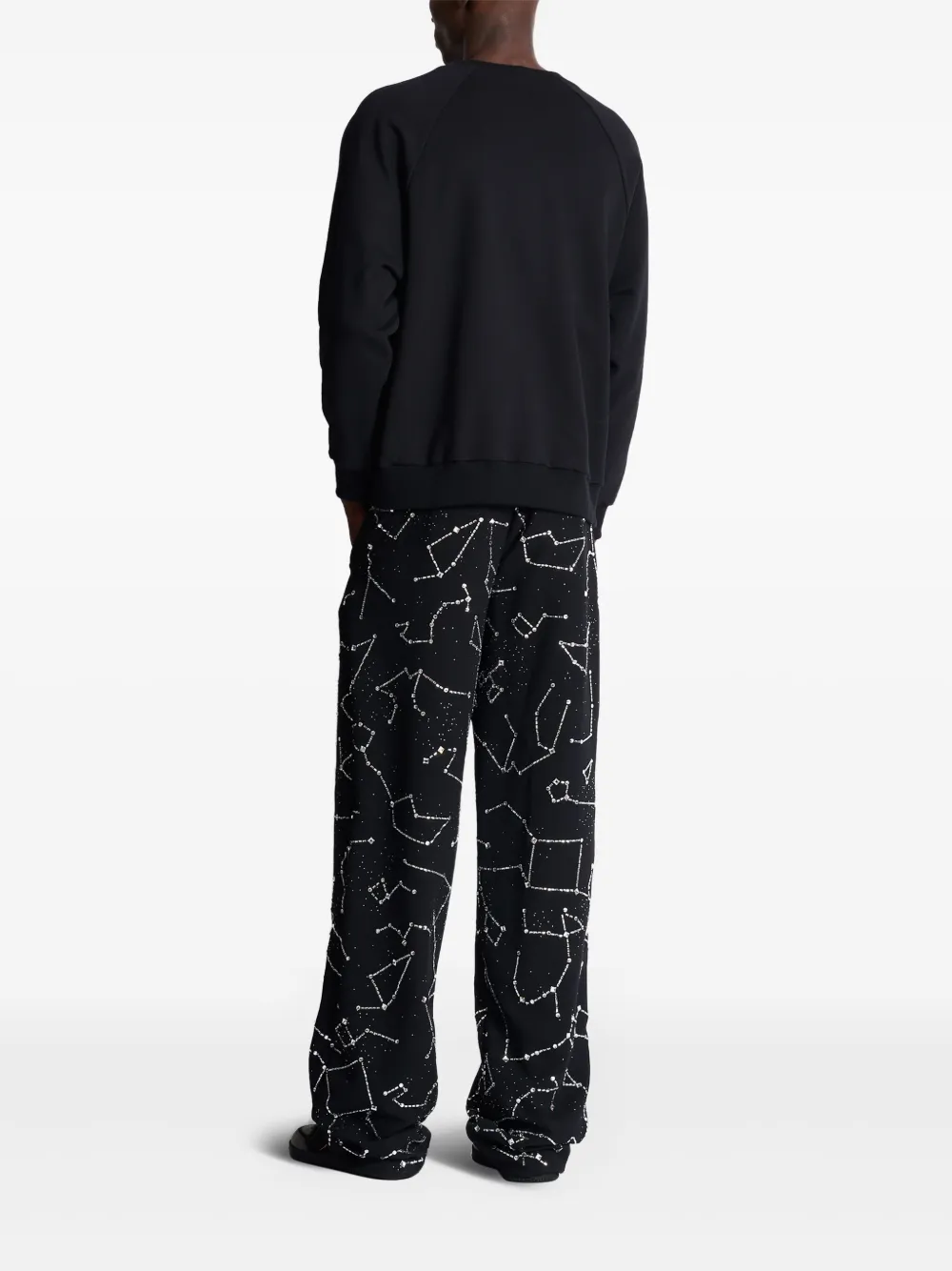Shop Balmain Galaxy Embroidered Sweatshirt In Black
