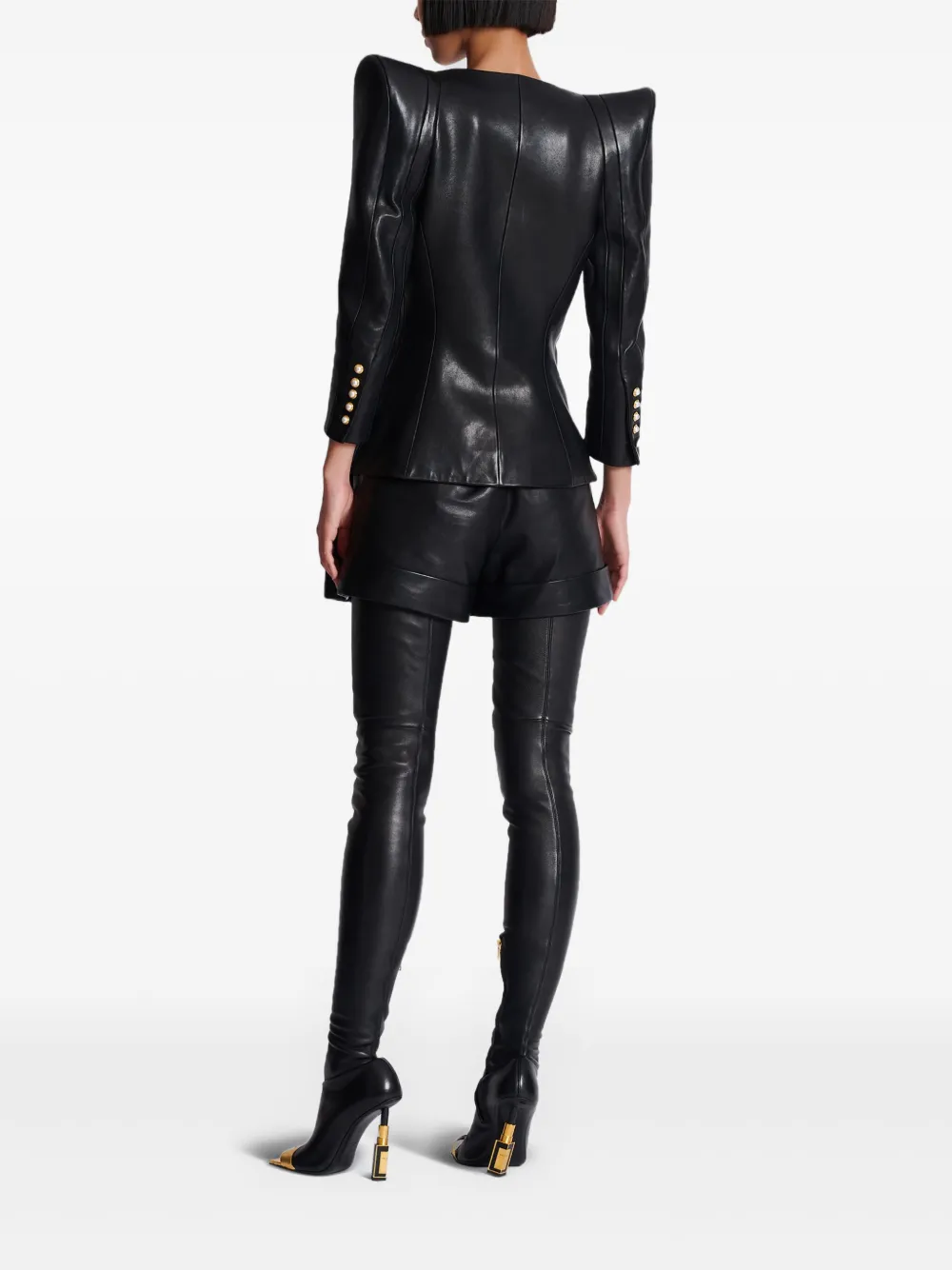 Balmain Getailleerd jack van lamsleer Zwart