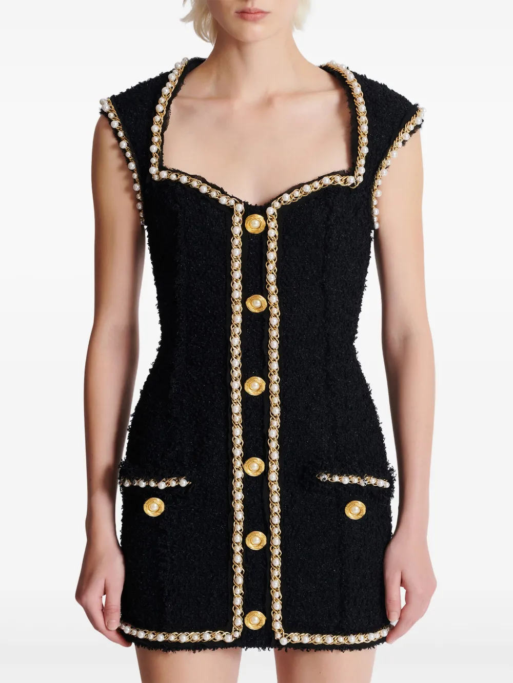 Balmain Jurk verfraaid met parels Zwart