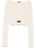 Balmain boat-neck ribbed top - Neutrals