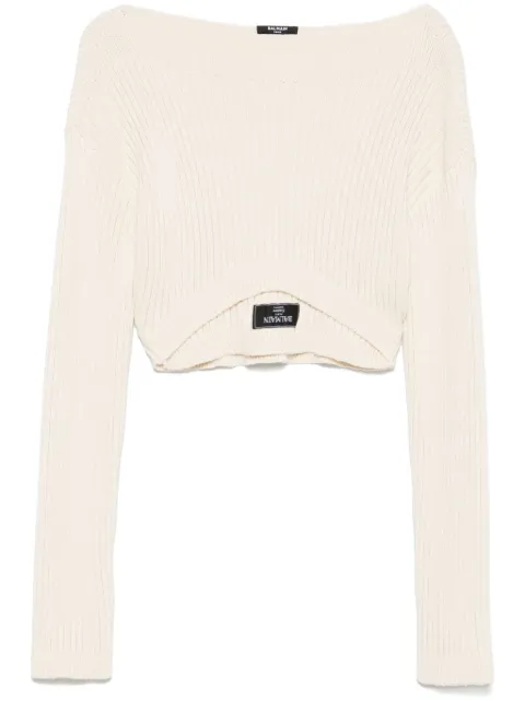 Balmain boat-neck ribbed top