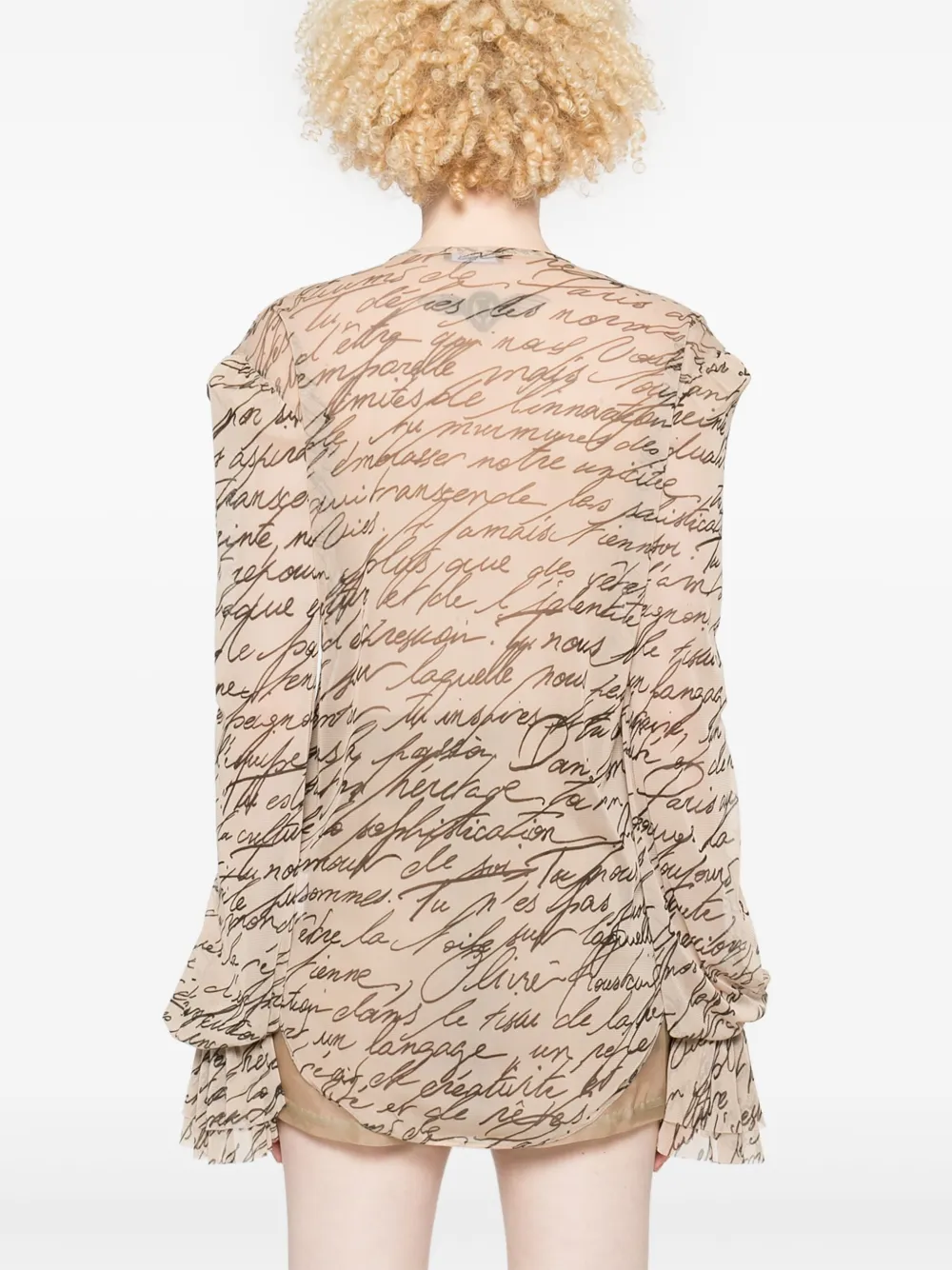 Balmain Love Letter blouse met ruches Beige