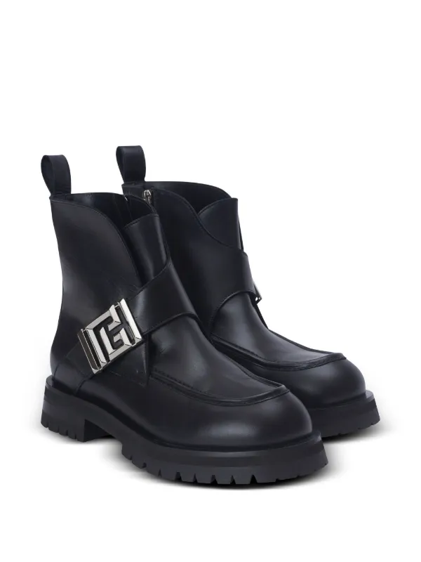【関税込み】balmain Charlie' ankle boots Charlie leather ranger boots black black - Women | BALMAIN