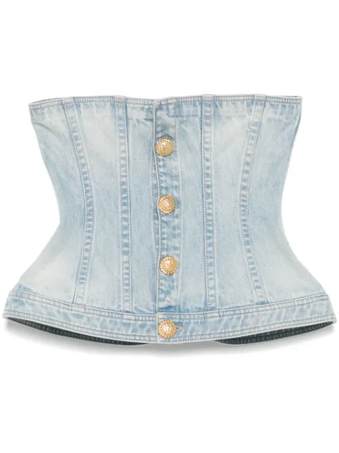 Balmain top de mezclilla estilo corset