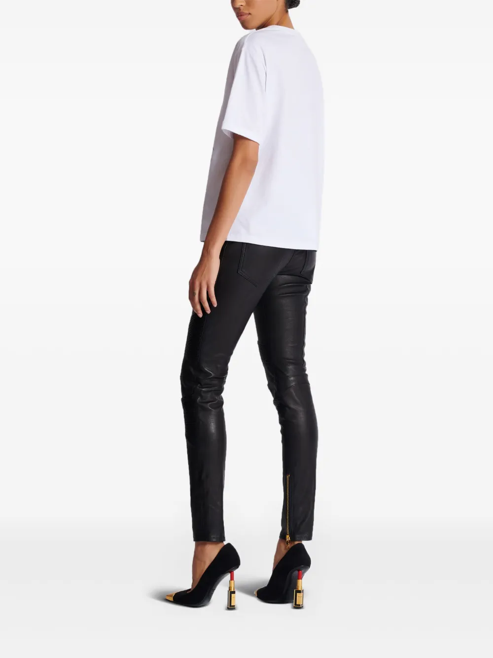 Shop Balmain Eyes-print T-shirt In White