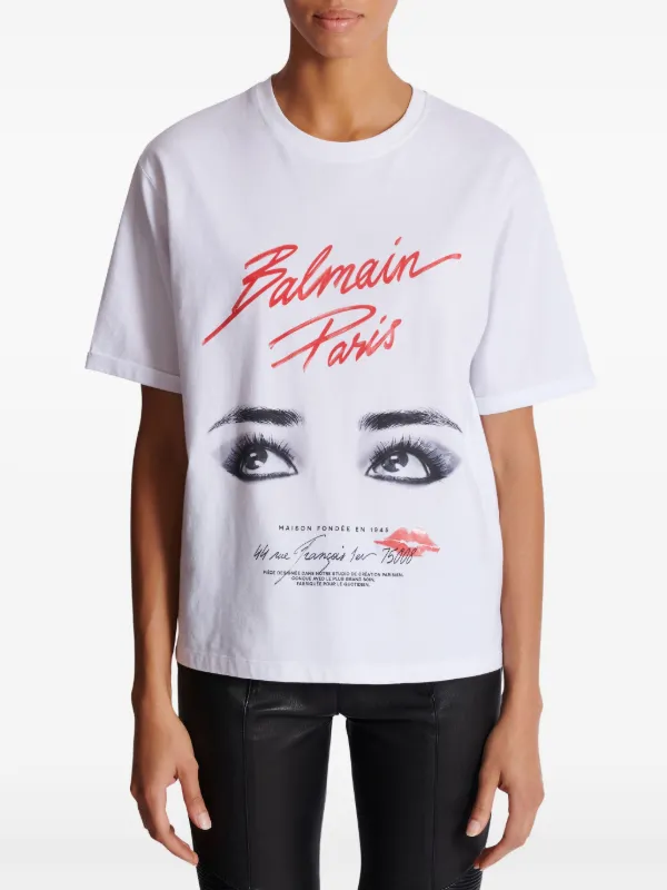Balmain Eyes-print T-shirt | White | FARFETCH