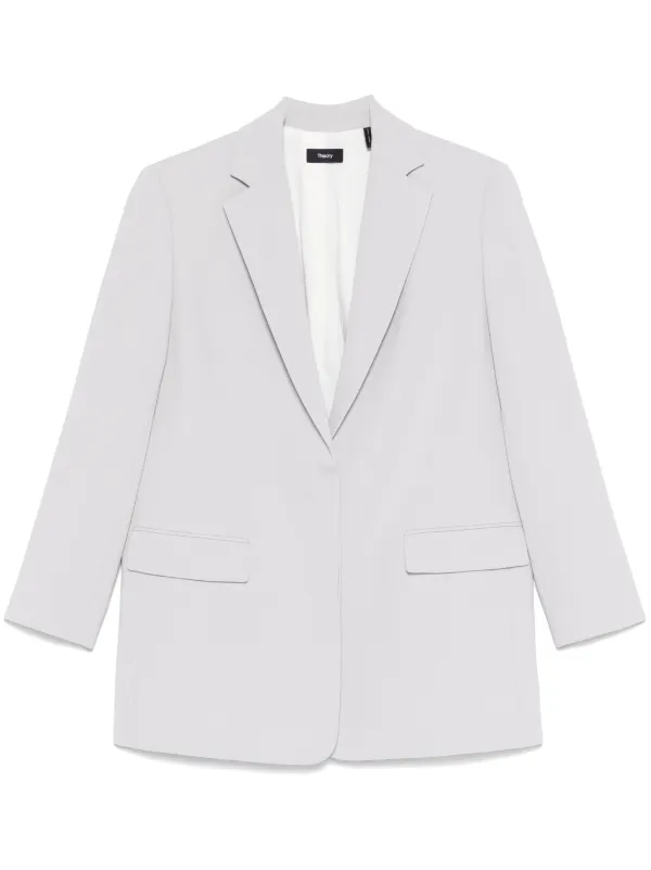 Theory Crepe Blazer in Silver