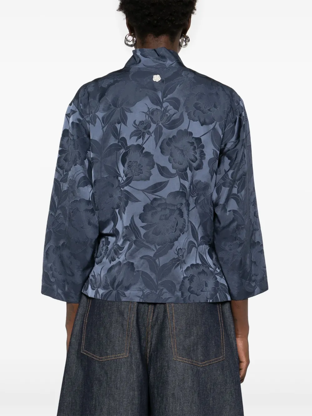 Kenzo Jas met bloemjacquard Blauw