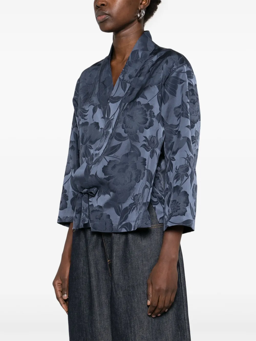 Kenzo Jas met bloemjacquard Blauw
