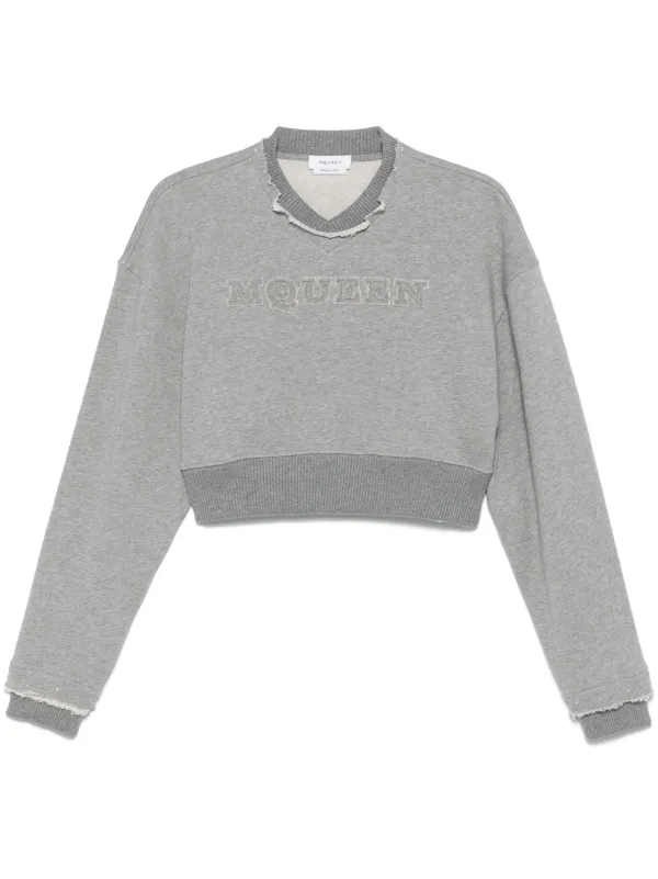 Alexander McQueen ロゴ クロップド スウェットシャツ | グレー