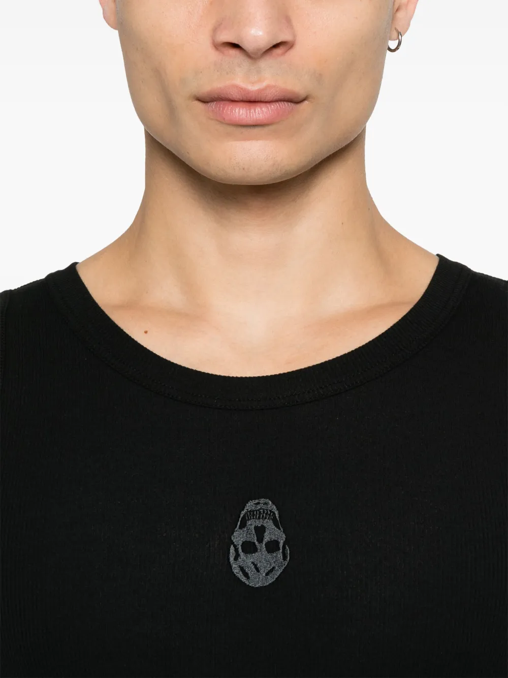 Shop Alexander Mcqueen Skull-embroidered Tank Top In Black