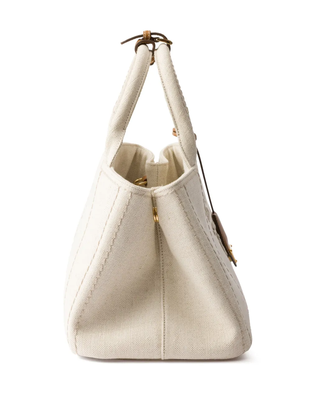 Prada Shopper met geborduurd logo Beige