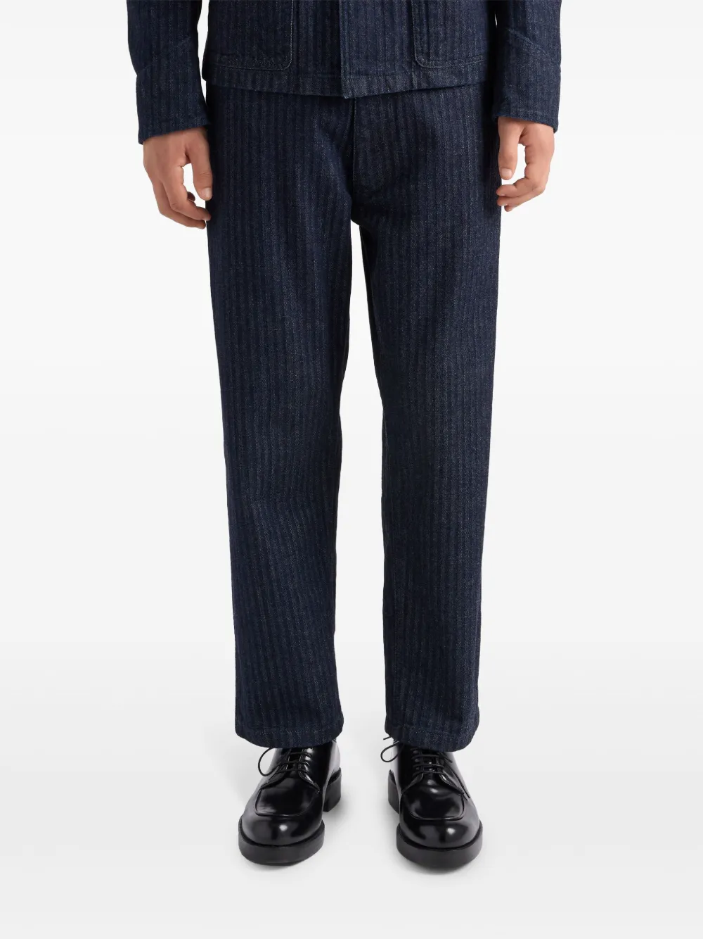 Prada Broek met driehoekig email logo Blauw