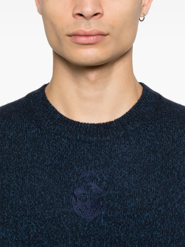 Alexander McQueen Skull-embroidered Sweater Blue FARFETCH JO