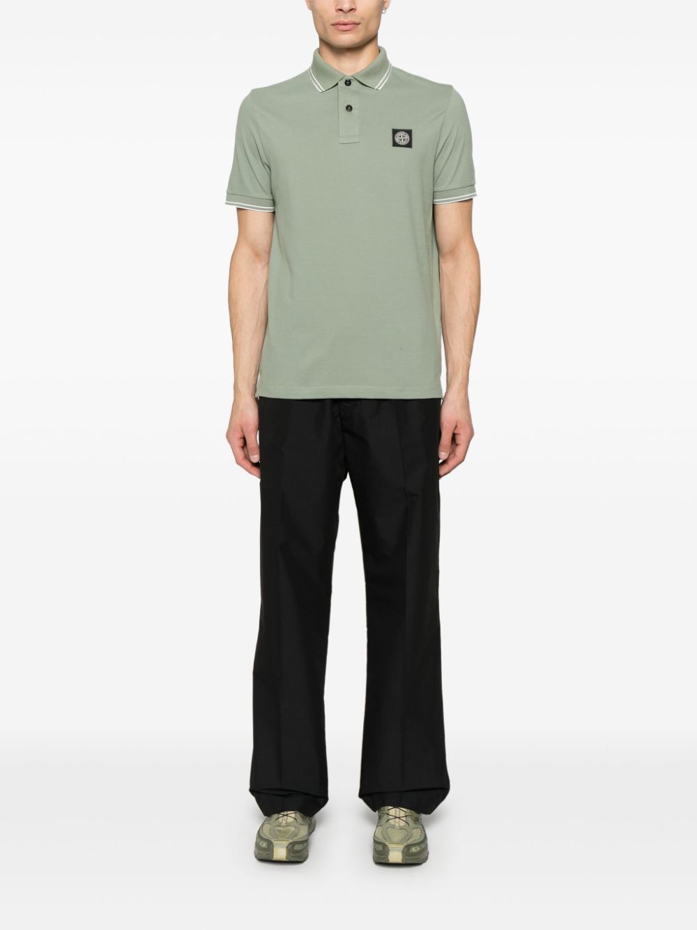 Stone Island Compass-motif polo shirt - Groen