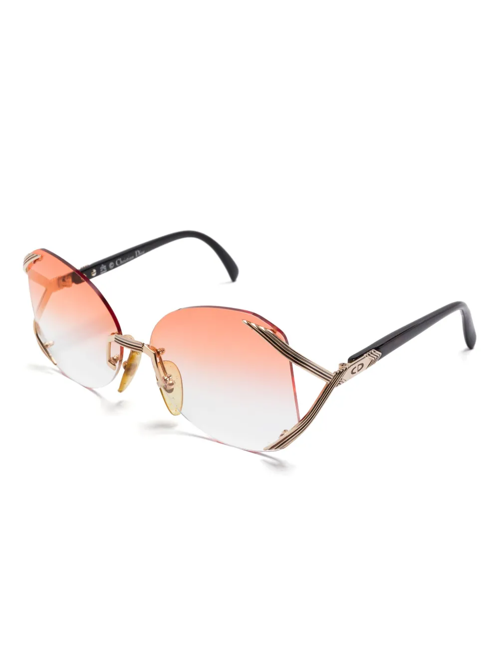 Christian Dior Pre-Owned Zonnebril met randloze montuur - Zwart