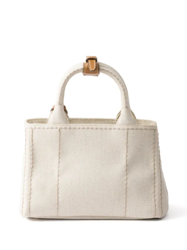 Prada Mini logo-embroidered Tote Bag | Neutrals | FARFETCH