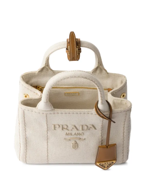 Prada Jardinière リネンブレンドバッグ ミニ | ニュートラル 