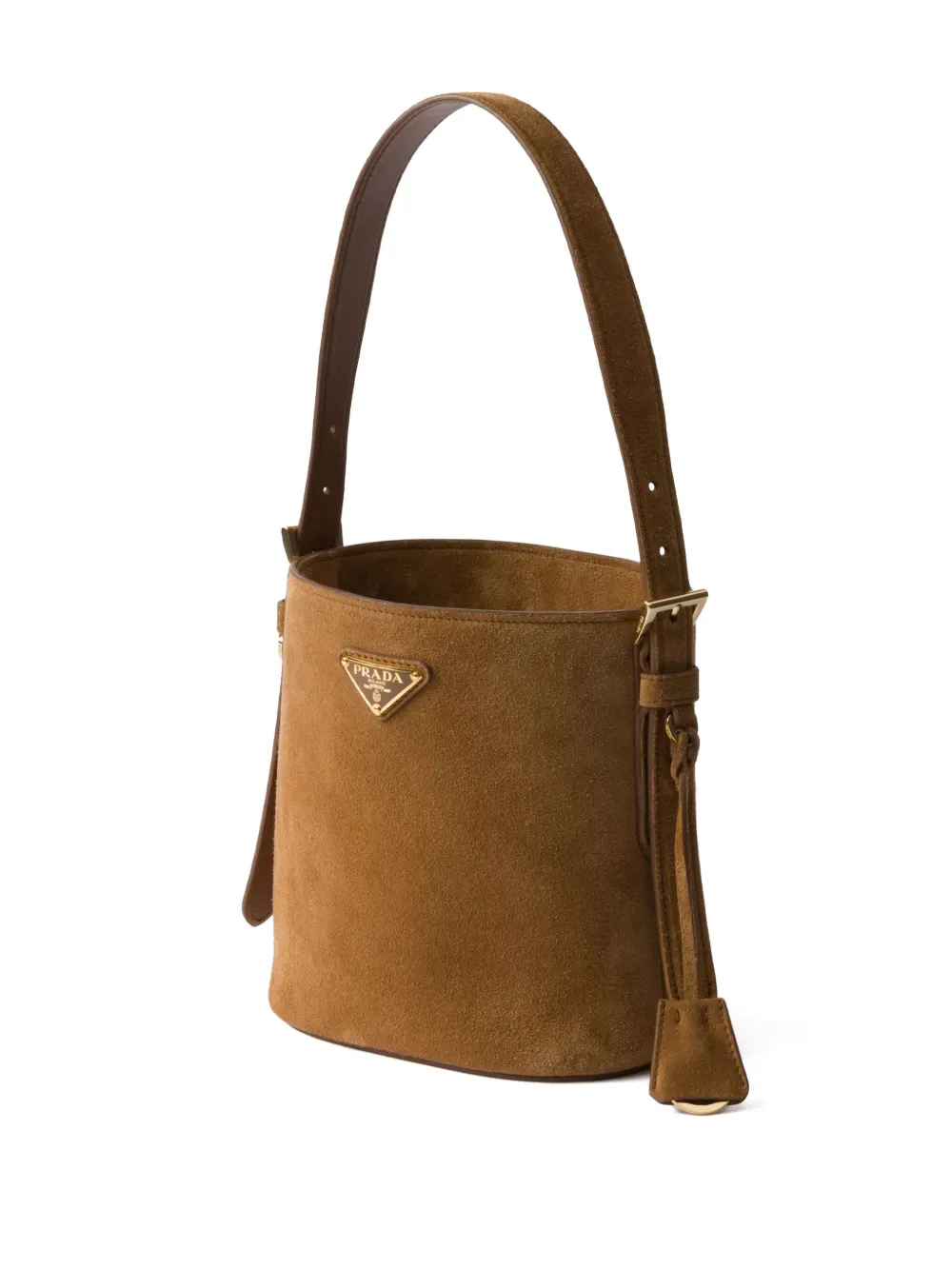 Prada Kleine suède bucket-tas Bruin