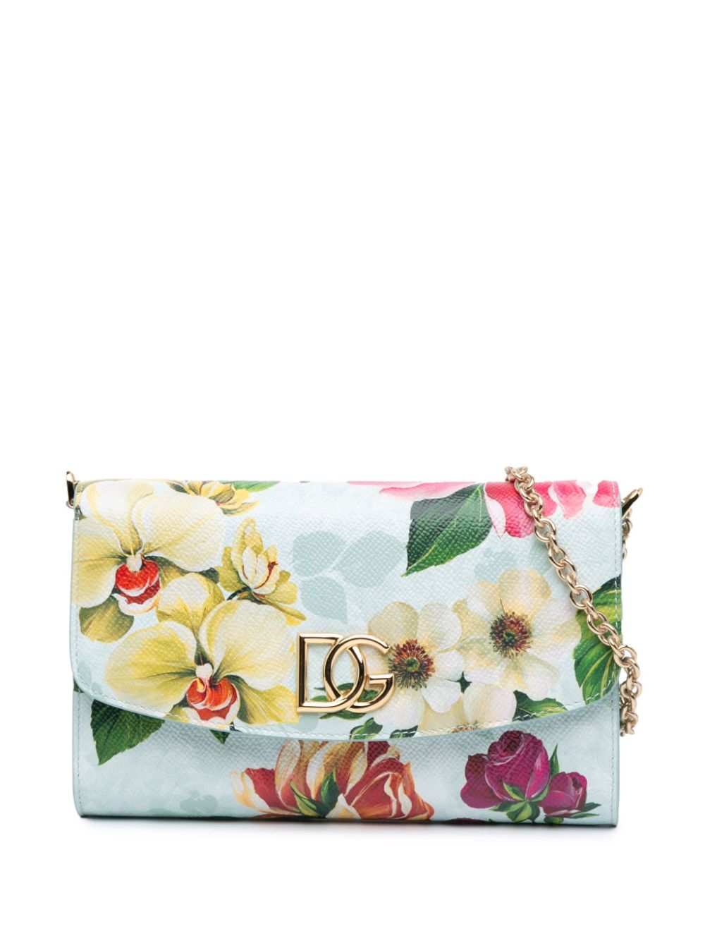 21st Century Leather Floral Print Dauphine Wallet On Chain crossbody bag