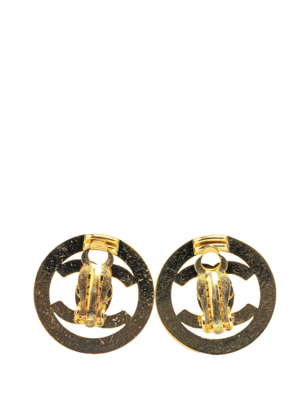 CHANEL Pre-Owned 1997 Gold Plated CC Turnlock Round Clip On costume earrings - Goud