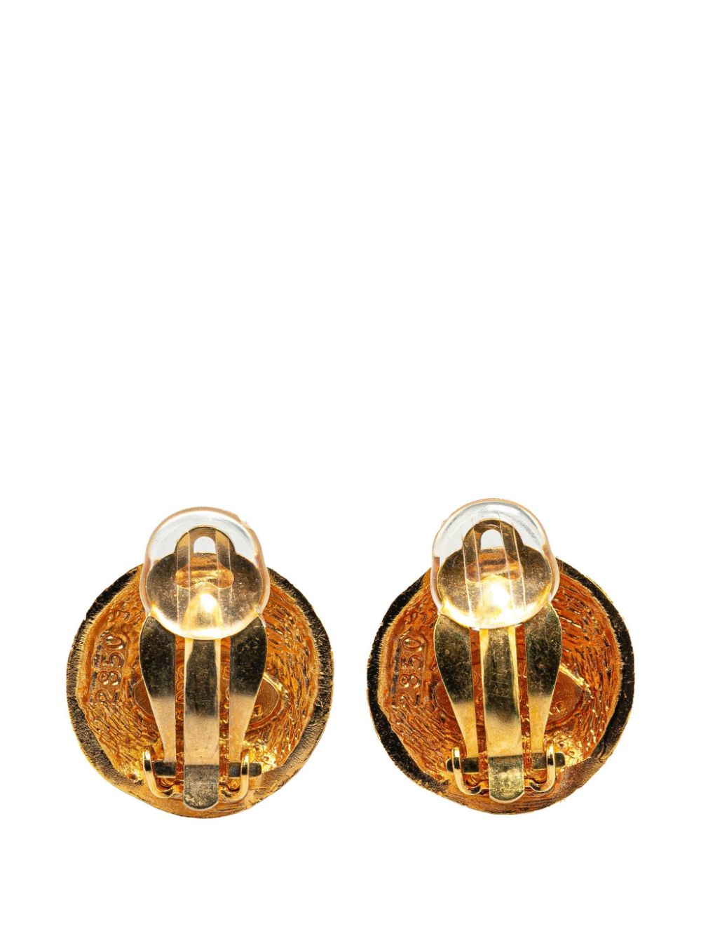 CHANEL Pre-Owned 1980-1990 Gold Plated CC Round Clip on costume earrings - Goud