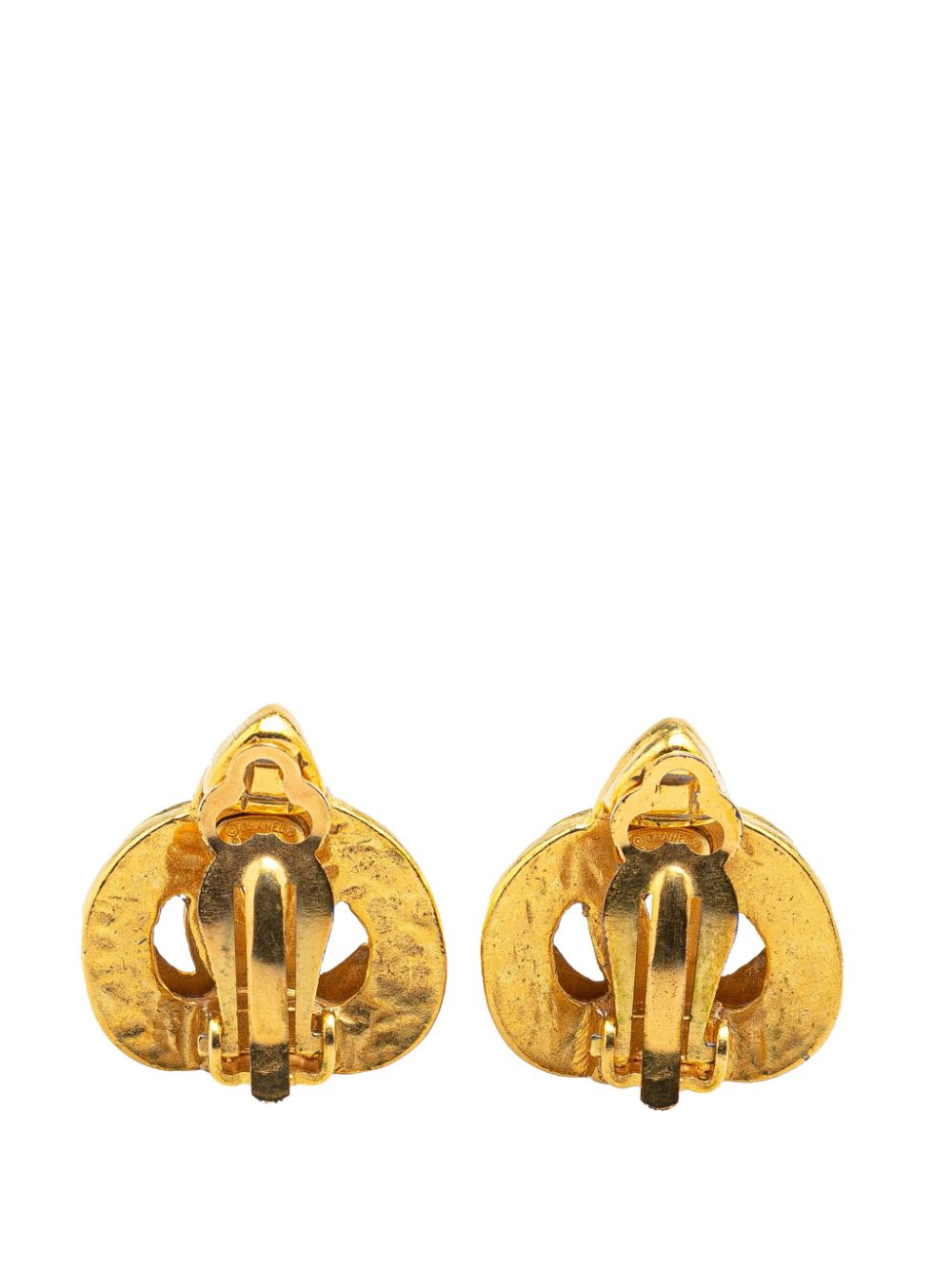 CHANEL Pre-Owned 1997 Gold Plated CC Heart Clip On costume earrings - Goud