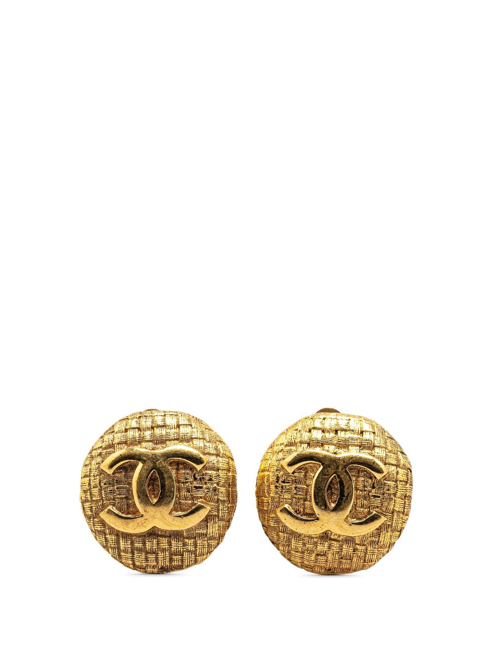 CHANEL Pre-Owned 1980-1990 Gold Plated CC Clip On costume earrings