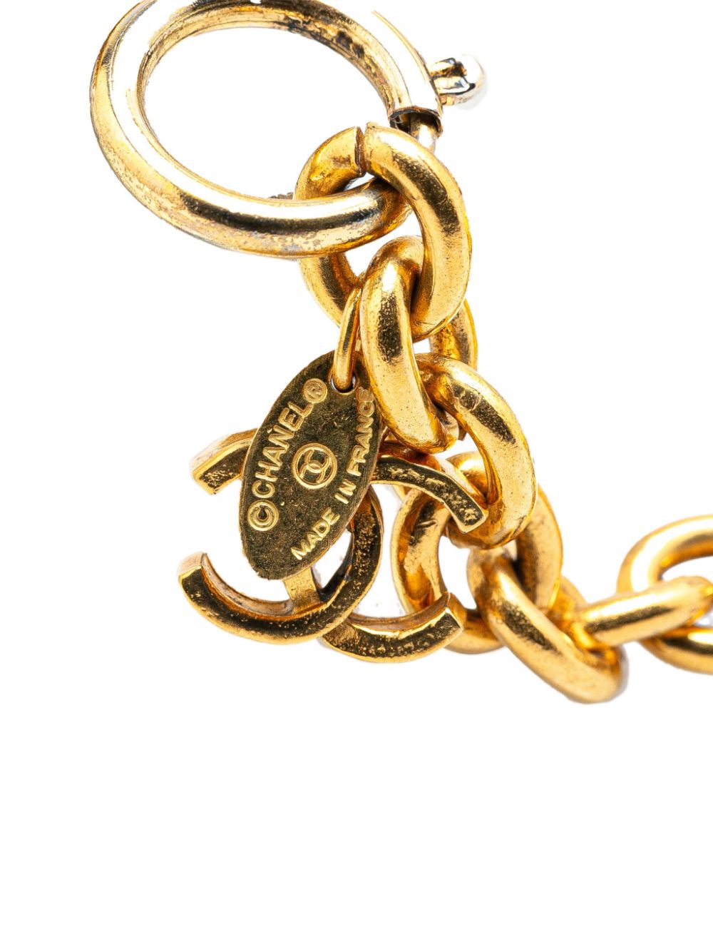 CHANEL Pre-Owned 1900s vergulde CC Medallion halsketting met schakelkraag - Goud