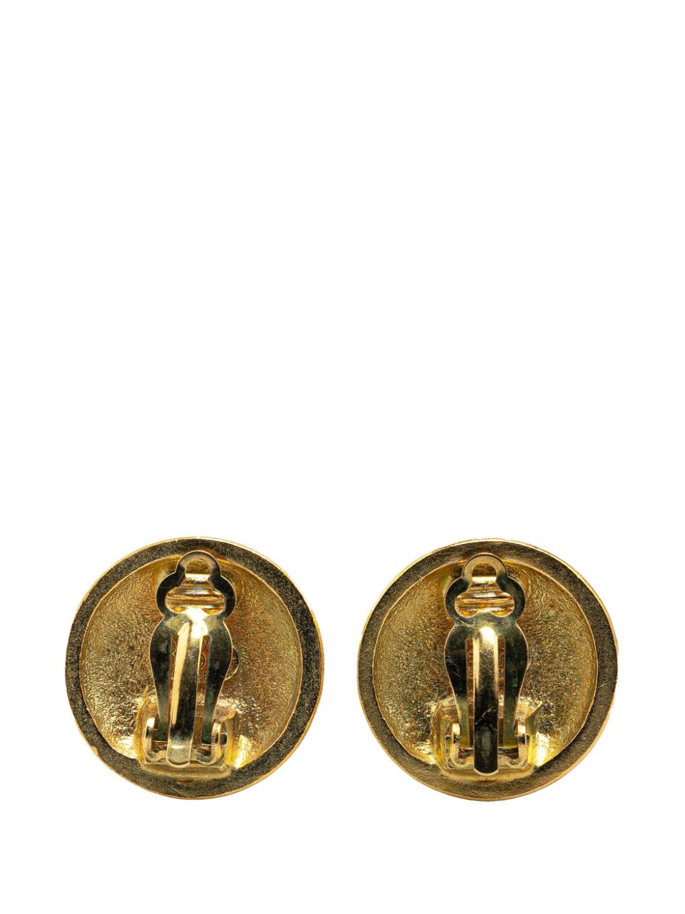 CHANEL Pre-Owned 1995 Gold Plated CC Round Clip on costume earrings - Goud