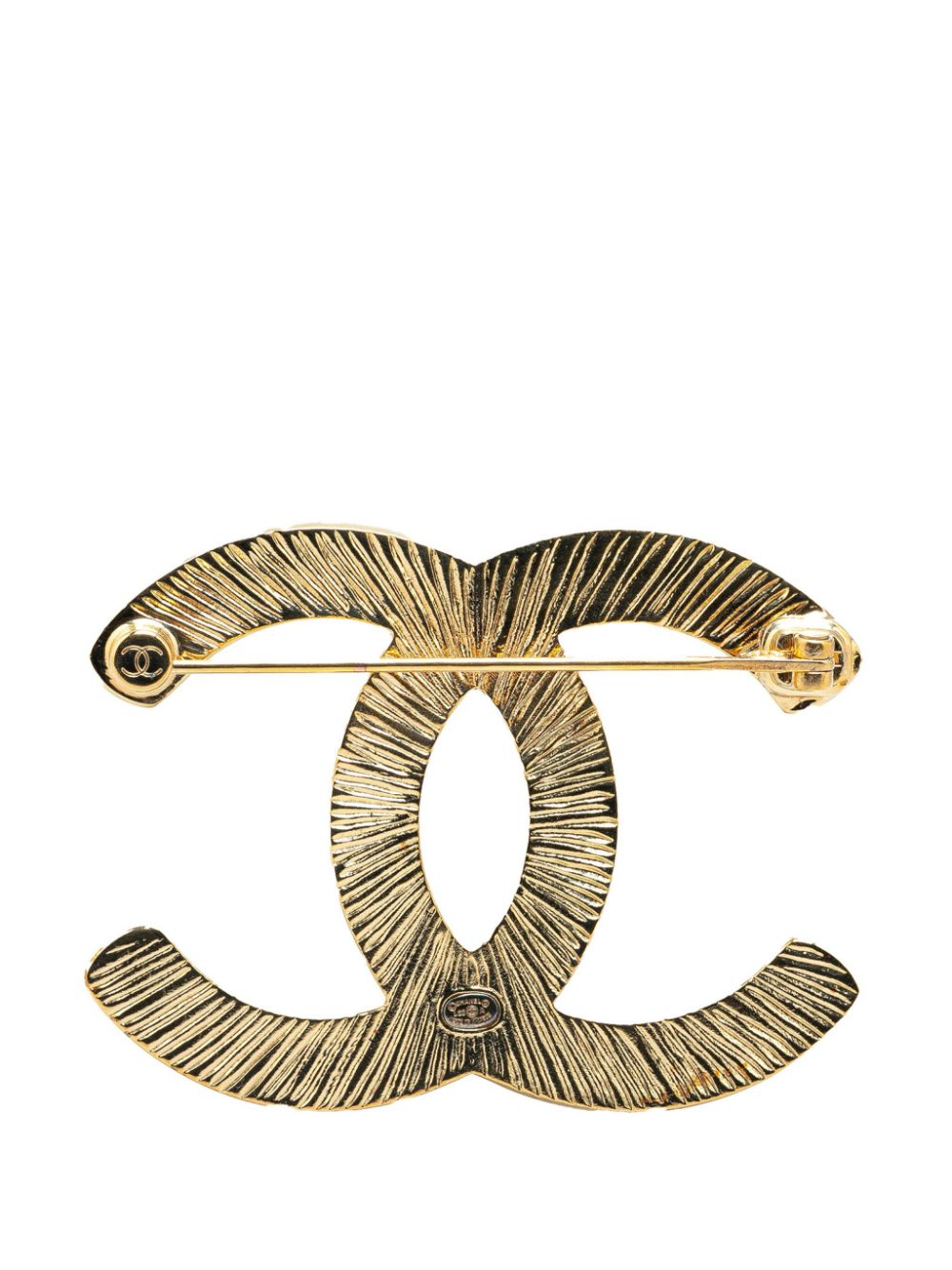 CHANEL Pre-Owned 2022 Gold Plated CC costume brooch - Goud