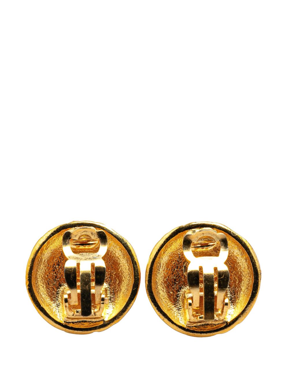 CHANEL Pre-Owned 1996 Gold Plated CC Round Clip on costume earrings - Goud