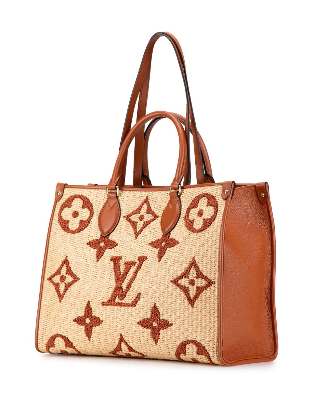 Louis Vuitton Pre-Owned 2021 Monogram Giant Raffia OnTheGo MM satchel - Bruin