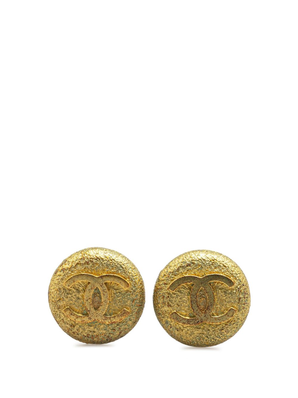 Pre-owned Chanel 1995 Gold Plated Cc Clip On Costume Earrings In 金色