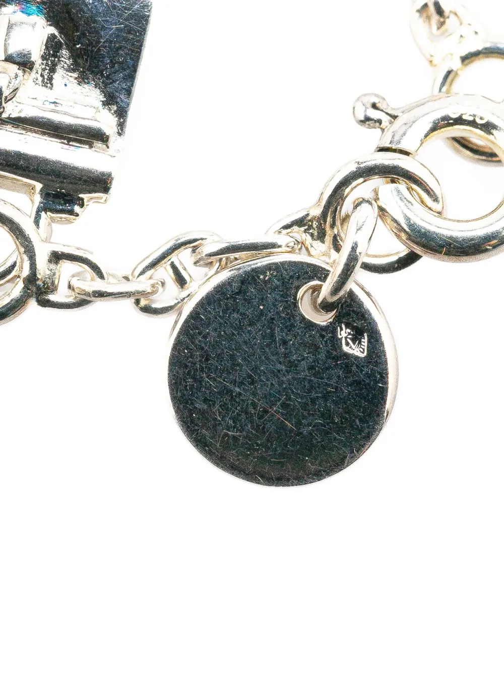 HERMES 21ST CENTURY STERLING SILVER KELLY CHARM COSTUME BRACELET