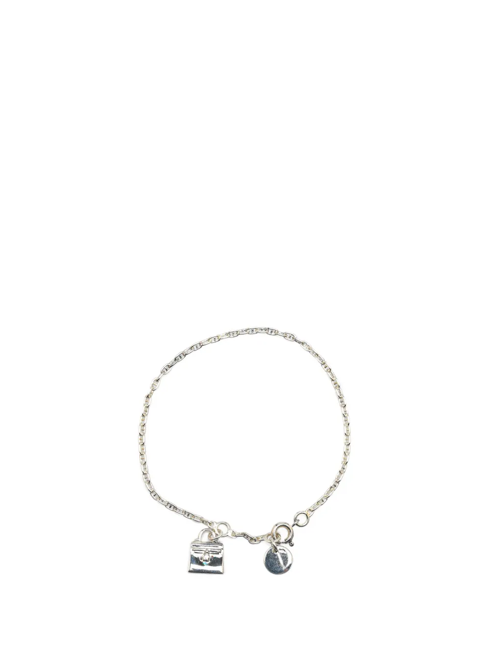 HERMES 21ST CENTURY STERLING SILVER KELLY CHARM COSTUME BRACELET