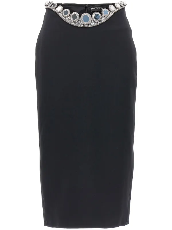 David Koma Rhinestone-embellished Pencil Skirt in Black