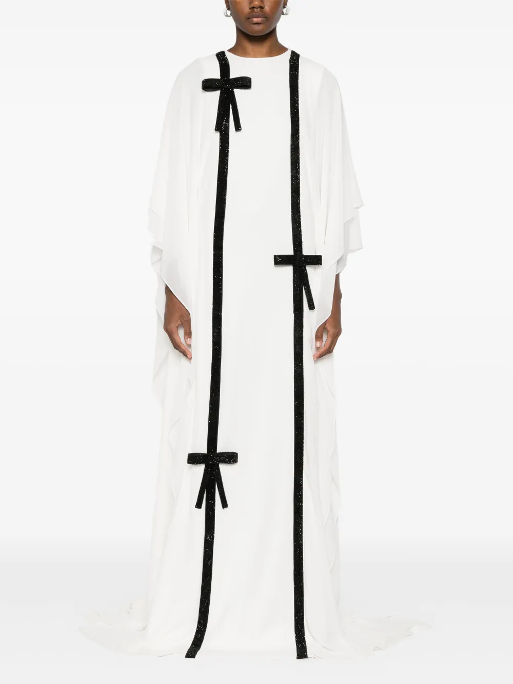 JEAN-LOUIS SABAJI Gedrapeerde abaya met strikdetail - Wit