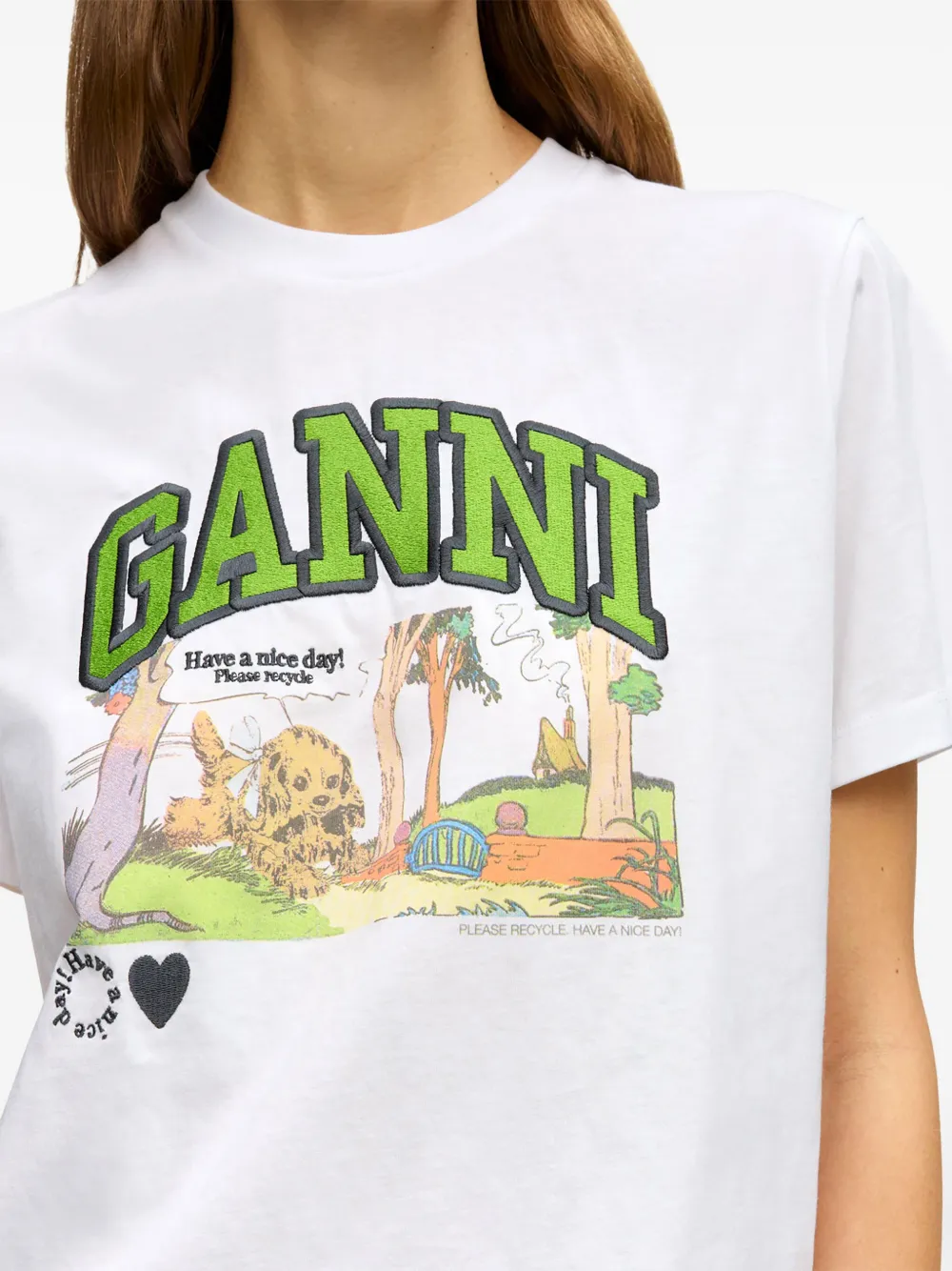 GANNI T-shirt met print Wit