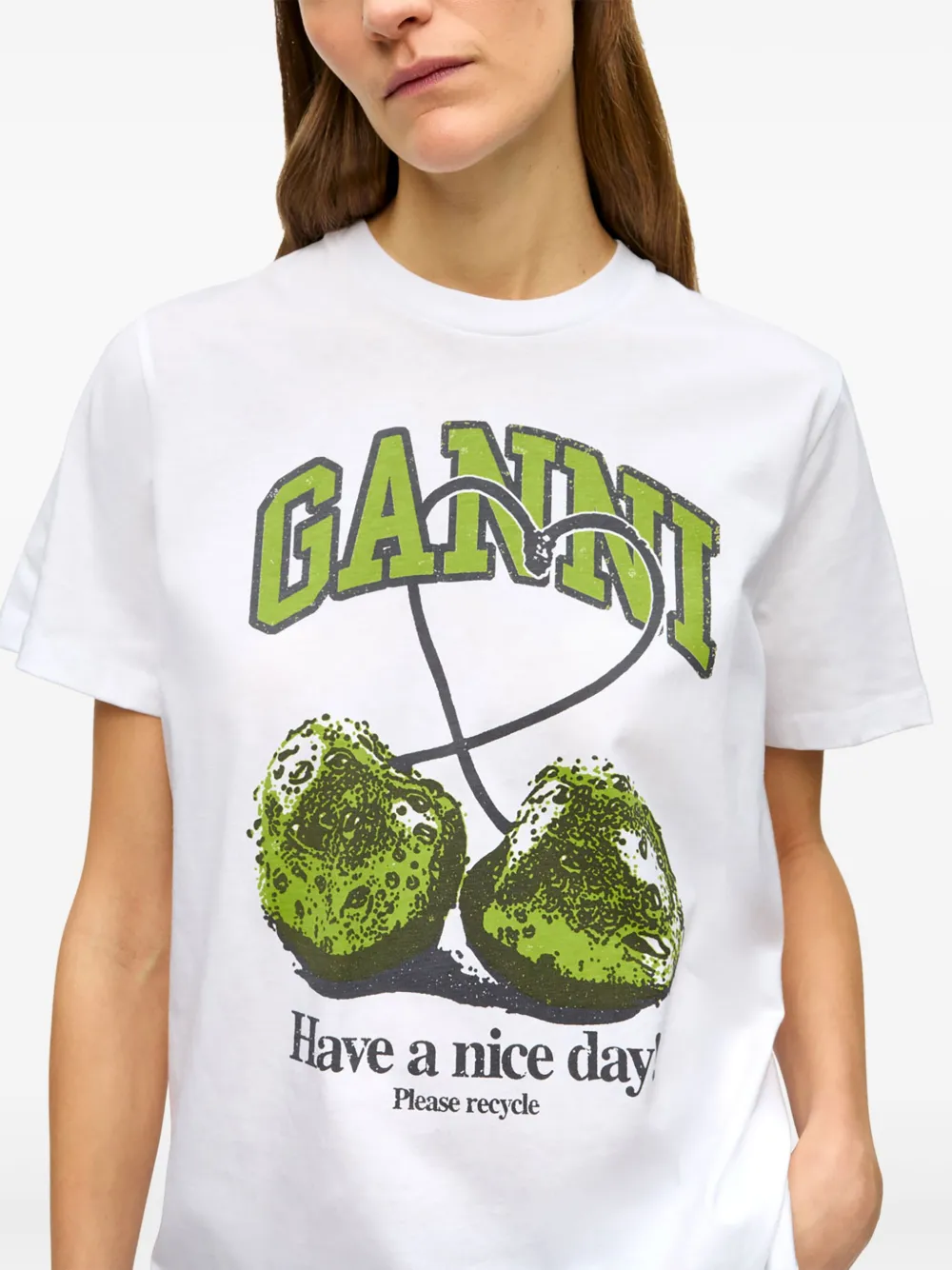 GANNI T-shirt met print Wit