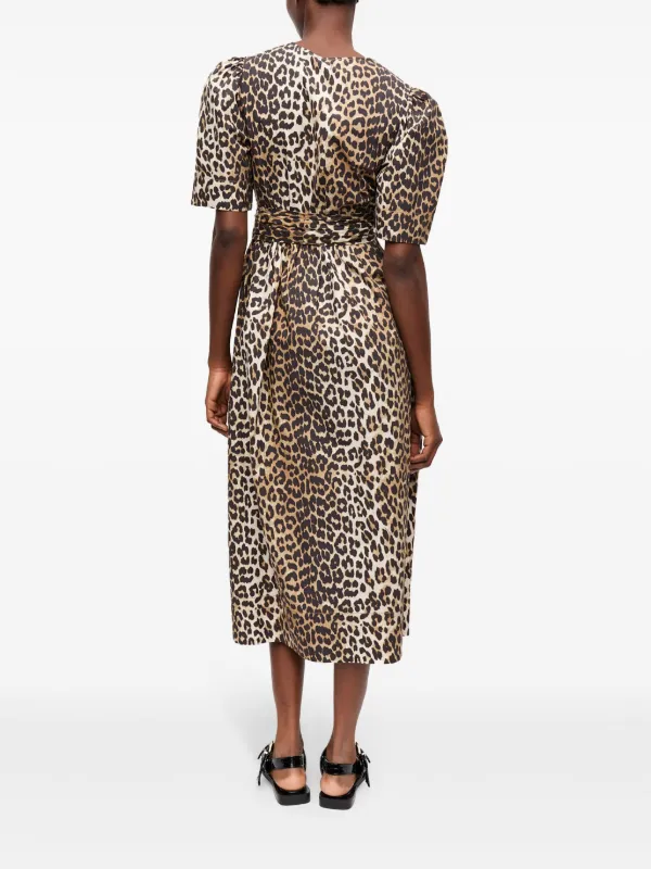 【関税&送料込み】Ganni Leopard Print Midi Dress GANNI leopard-print Midi Dress | Brown | FARFETCH