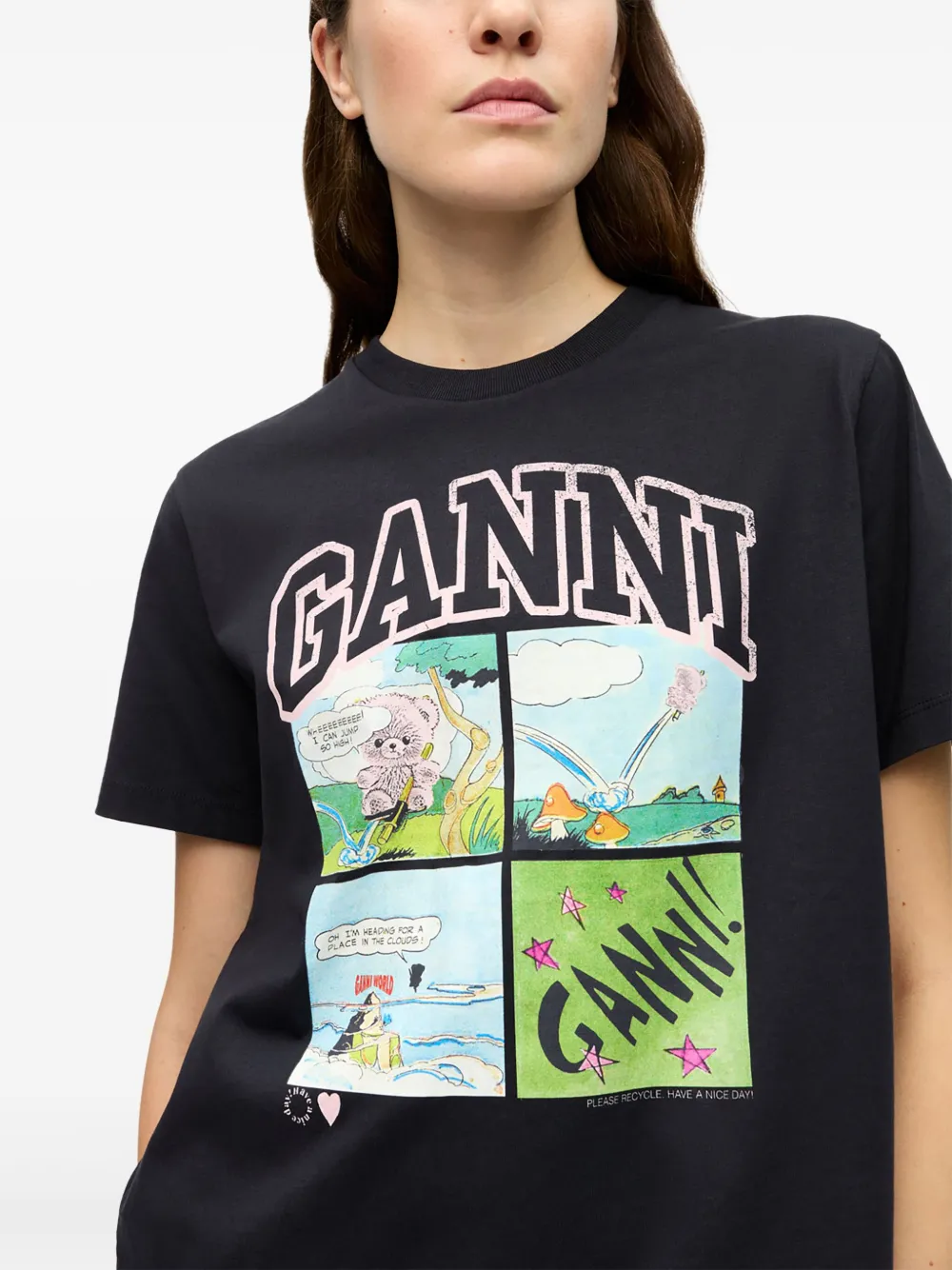 GANNI T-shirt met print Zwart