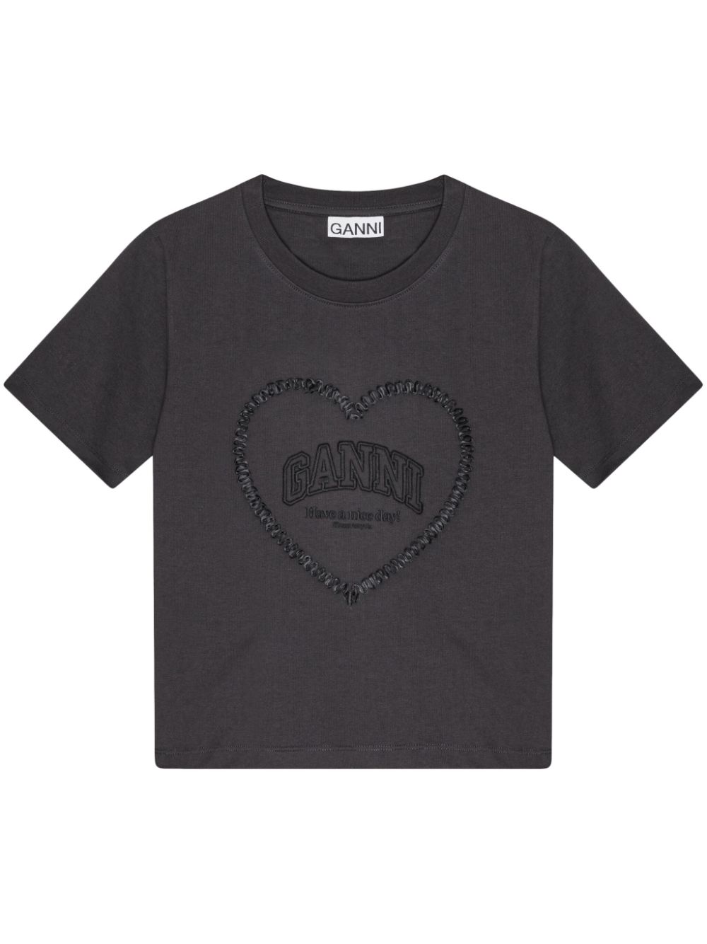 heart-appliqué T-shirt